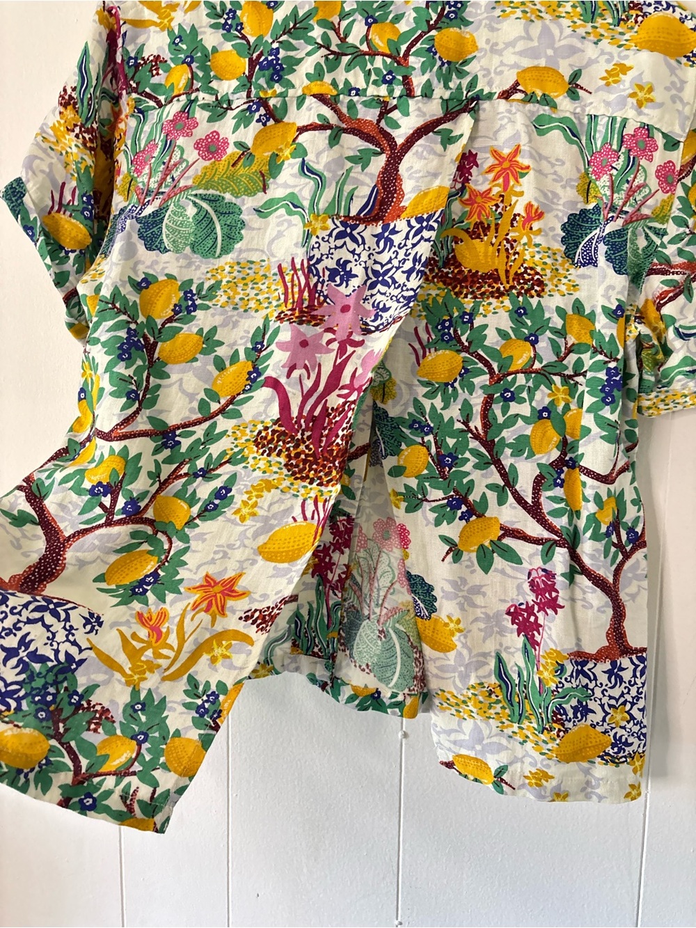 Maeve Anthropologie Linen Classic Surf Shirt Novelty Lemon Vacation Cover Up XS - Picture 9 of 12